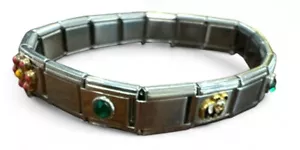 Pulsera Tono Plata Sinfonía 900AR Flor Panda Verde Piedra Elástica #11 - Imagen 1 de 7
