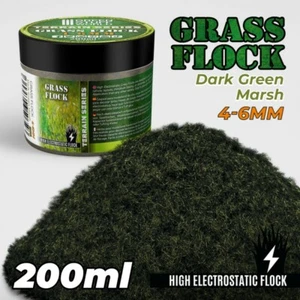 Static Grass Flock 4-6mm - DARK GREEN MARSH - 200 ml - scenery diorama bases - Picture 1 of 3