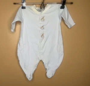 Le Top Baby Layette Size 3 Months One Piece Blue White Stripe Long Sleeve Snap - Picture 1 of 16