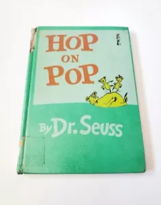 Rare 1963 Dr Seuss Hop On Pop All Green Hardcover Ex Library Book - As Is - Picture 1 of 22