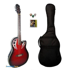 Chitarra Acustica Elettrificata Amplificata Redburst Roundback Custodia Corde - Foto 1 di 2