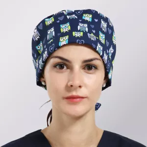 Unisex Operating Room Cap Printed Nurse Caps Cotton Cosmetic Dentist Work Hat x1 - Picture 1 of 31