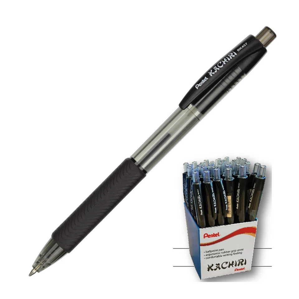  Pentel 30 Stück Kugelschreiber Kachiri 0.7  BK457 schwarz Druckmechanik - Bild 1 von 1