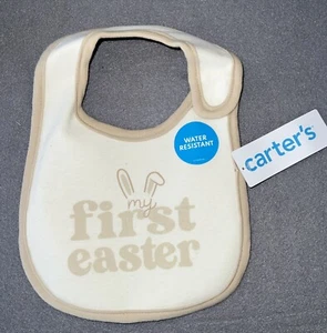 Boys Carter's Baby My First Easter Bib White with Blue Trim Water Resistant O/S - Picture 1 of 6