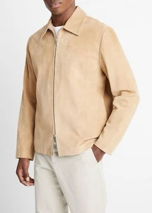 New Vince Mens 100% Goat Suede Zip Up Jacket Size XL Beige $1,295 NWT - Picture 1 of 5