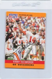 1990 Pro Set #318 Vinny Testaverde Buccaneers Signed Auto *K6387 - Picture 1 of 2