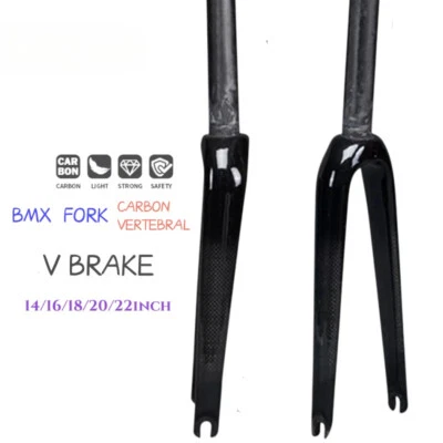 BMX Carbon Rigid Fork 14 16 18 20 22inch BMX Folding Bike Front Forks V Brake - Image 1 of 4