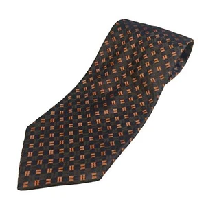 Vintage WOODWARD 100% Silk Tie Geometric Necktie Brown Orange - Picture 1 of 5