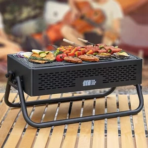 Portable Barbecue Charcoal Grill Stainless Steel Folding BBQ Tool Kits for Outdo - Picture 1 of 7