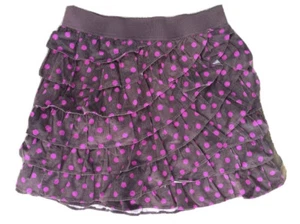 GAP KIDS girls Pinwale Corduroy Ruffle Skirt L 10 polka dot Brown Purple NEW FUN - Picture 1 of 4