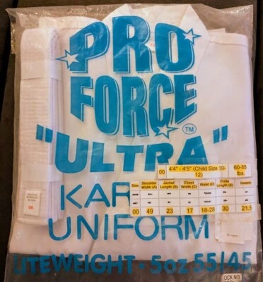 ProForce Ultra Karate Uniform with elastic Drawstring Waist and Belt Size 00 - Image 1 of 2