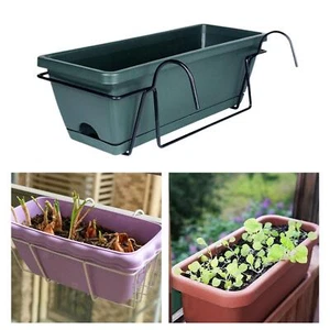 Balcony Planter with Tray and Rack Lightweight Window Deck Railing Planter - Picture 1 of 23
