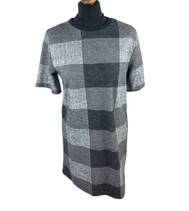 River Island Grey Check Jumper Dress Short Sleeve Women’s UK Size 10 - Picture 1 of 7