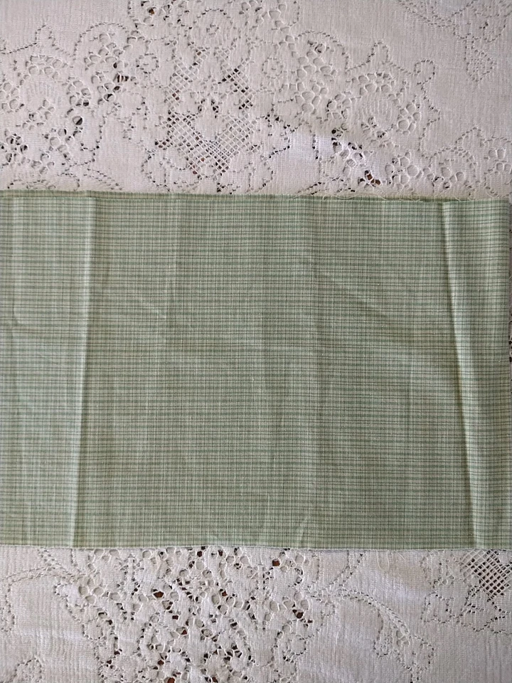 REMNANTS Green Plaid Homespun Fabric 9" x 22" Cream Sage Green Cotton - Image 1 of 2