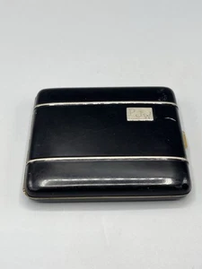 Vintage La Mode Black Enamel Cigarette Case Holder Monogram PJW-Read - Picture 1 of 16