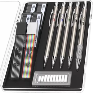 Mr. Pen - Juego de lápices mecánicos de metal con recambios de plomo y borrador, 5 tamaños, 0,3, - Imagen 1 de 4
