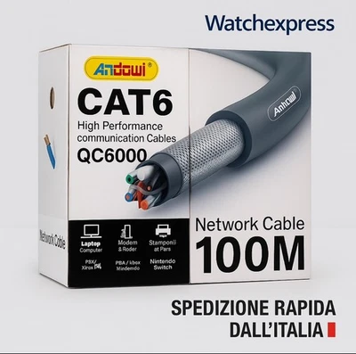 Matassa CAT6 FTP 100metri 305m Bobina cavo LAN rete schermato ETHERNET Network - Immagine 1 di 2