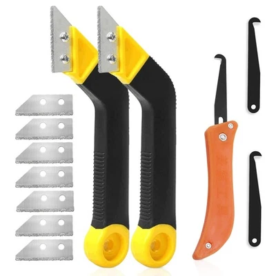 12 Pcs Pro Grout Scraping Rake Tool Tile Grout Hand Saw Angled Grout Rake wit... - Image 1 of 4