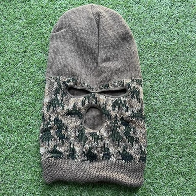Vintage 80s Camo Hunting Ski Mask Hunter Knit Winter Acrylic Facemask - Image 1 of 4