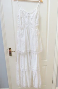 BluGirl Folies Silk Ethereal Corset Dress Size 12 White Cotton Fairycore Maxi - Picture 1 of 9