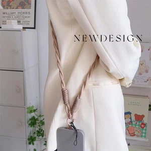Twist Nylon Strap Mobile Phone Long Lanyard Hanging Neck Rope - Photo 1 sur 11