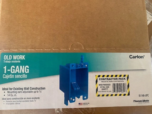 (PAQUETE DE 50) Carlon B114R-UPC Caja de trabajo antigua de una sola banda, caja de interruptores Foto 1 de 1