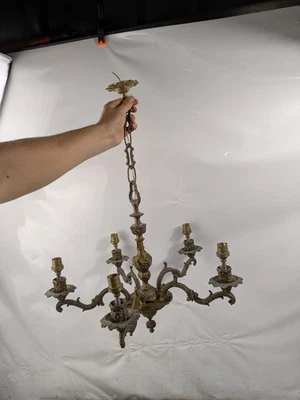 Very Impressive Antique Vintage Chandelier, Brass, 5 Arms. 56cm, Spanish, Large - Image 1 of 4