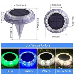 Solar Garden Light Outdoor Waterproof Sidewalk Disk In-Ground Landscape Lighting - Picture 1 of 15