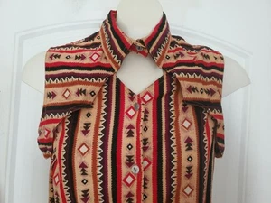 Vintage Shirt Damen M Azteken Western Show ärmellos  - Bild 1 von 9