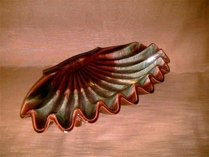 Vintage Royal Haeger Pottery Large Shell Dish or Bowl-Brown-Green-No. R297-USA - Picture 1 of 8