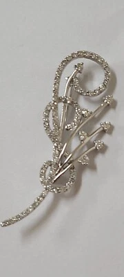Vintage Antique 14k White Gold Diamond Brooch Pin Swirl Flower Design 55 mm Wide - Image 1 of 4