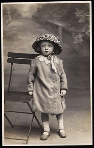 Smart Cute Little Girl With Hat & Purse Studio Portrait L. Partington Postcard - Picture 1 of 2