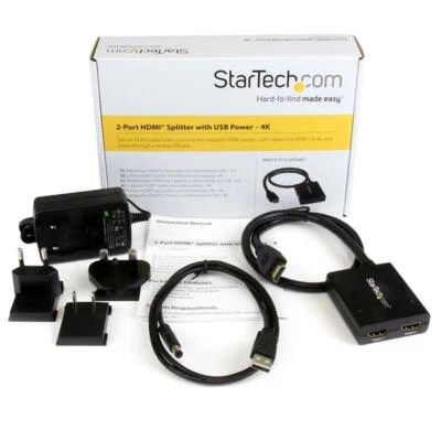 StarTech.com  4K HDMI 2-Port Video Splitter – 1x2 HDMI Splitter – 4K 30Hz - Image 1 of 2