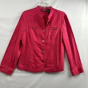 Additions by Chicos 1 Jacket Womens  Linen Blend Pink Button Up size Small - Picture 1 of 13