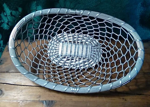 Vintage Woven Aluminum Wire Oval Basket 13" India Made Hand Crafted For Kmart Cover