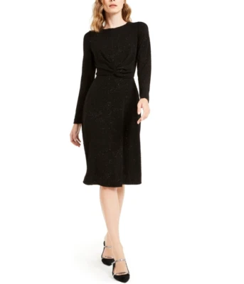 NEW $99.5 Alfani Women's Textured Glitter Twist-waist Sheath Dress Size: PP - Image 1 of 4