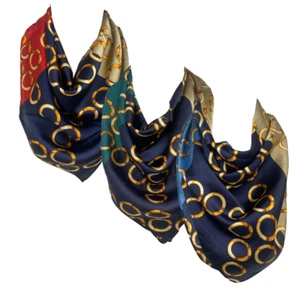 Silky Bandana Multicolored Ring Print Headband Square Scarf, Valentine Gift - Picture 1 of 8