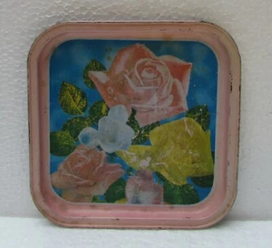 Vintage Old Collectible  Tin  Flower Print  Serving Tray  - Picture 1 of 8