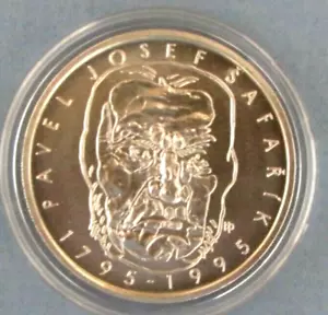 1995 Czech Rep 200 Korun Silver BU Coin Safarik Czechoslovakia Slovakia - Picture 1 of 2