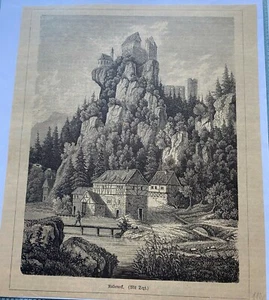 Kupferstich Rabeneck Fränkische Schweiz Blick von Westen S6_25 - Bild 1 von 5