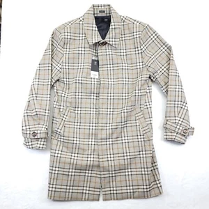 JF J. Ferrar Water Repellent Trench Coat Womens Sz XL Plaid Brown Lined Jacket - Picture 1 of 7