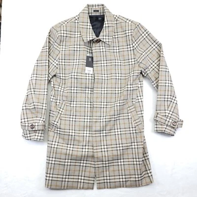 JF J. Ferrar Water Repellent Trench Coat Womens Sz XL Plaid Brown Lined Jacket - Image 1 of 4