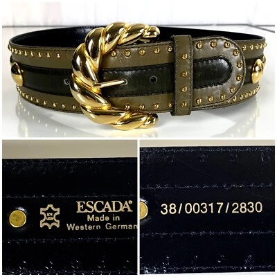 Cinturón Escada Alemania Occidental Para Mujer Ancho Dorado Verde Negro Talla 38 Usado en Excelente Condición Foto 1 de 4