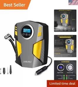 Compact Electric Car Air Pump with Auto Shut-Off & Nozzles for All Inflatables - Picture 1 of 8