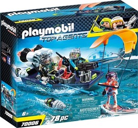 NEW SEALED PLAYMOBIL 70006 Top Agents Team Shark Harpoon Craft 78 Pc Toy Playset