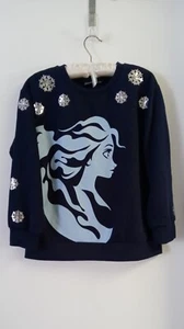 Disney Frozen 2 Kids Sweatshirt Elsa Glitter Snowflakes Blue Size 12 - 14 - Picture 1 of 6
