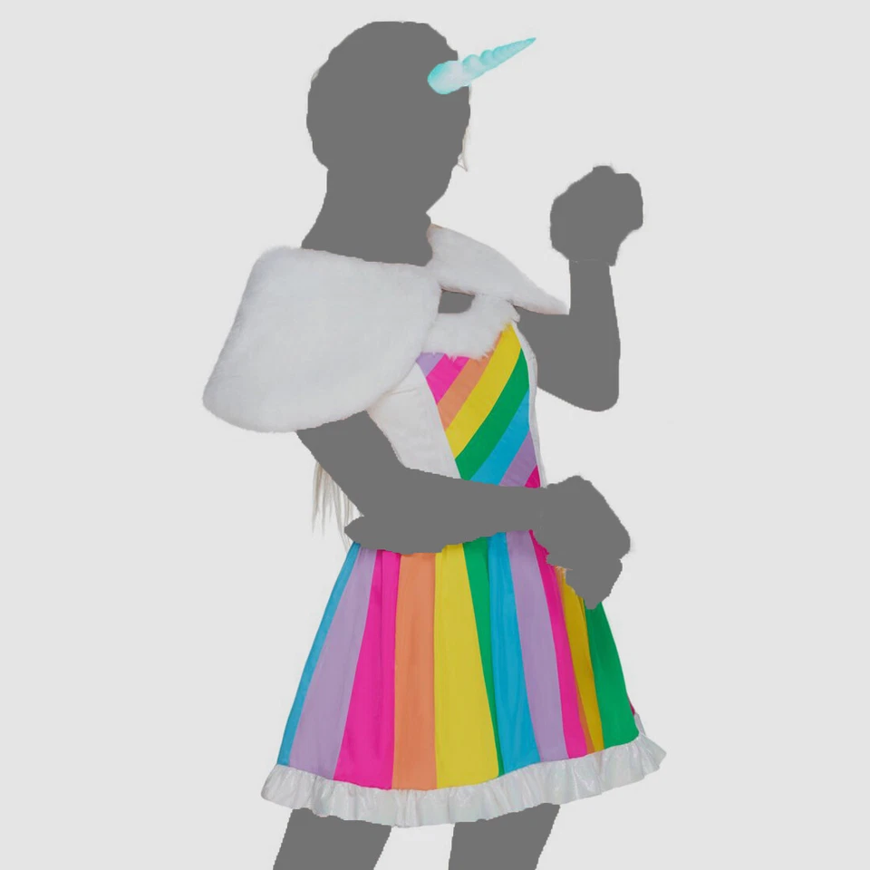 $189 Melonhopper Womens White Rainbow Unicorn Halloween Costume Mini Dress Sz XS - Image 1 of 1