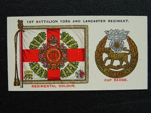 No42 1st BATT YORK & LANCASTER Regimental Standards & Cap Badges Players 1930 - Picture 1 of 1