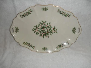 Lenox Holiday Dimension Christmas 16" Oblong Serving Platter Gold Trim NWT - Picture 1 of 2