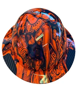 Hydro Dip HiVis Orange Naughty Boy Lift DAX Fiber HDF-15 Full Brim Hardhat - Picture 1 of 8